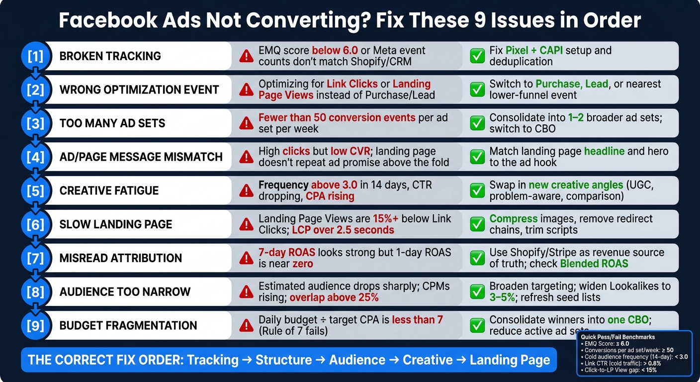 Facebook Ads Not Converting? Fix These 9 Issues in Order