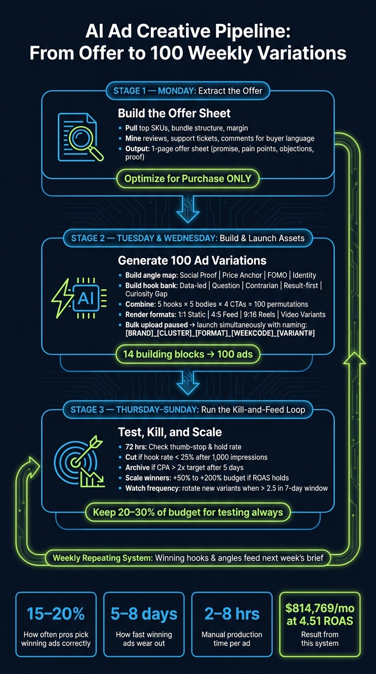 How to Test 100 Facebook Ad Variations a Week: The AI Creative Loop