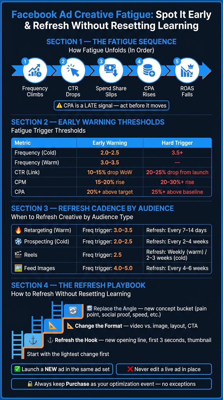 Facebook Ad Creative Fatigue: Early Warning Signals & Refresh Playbook